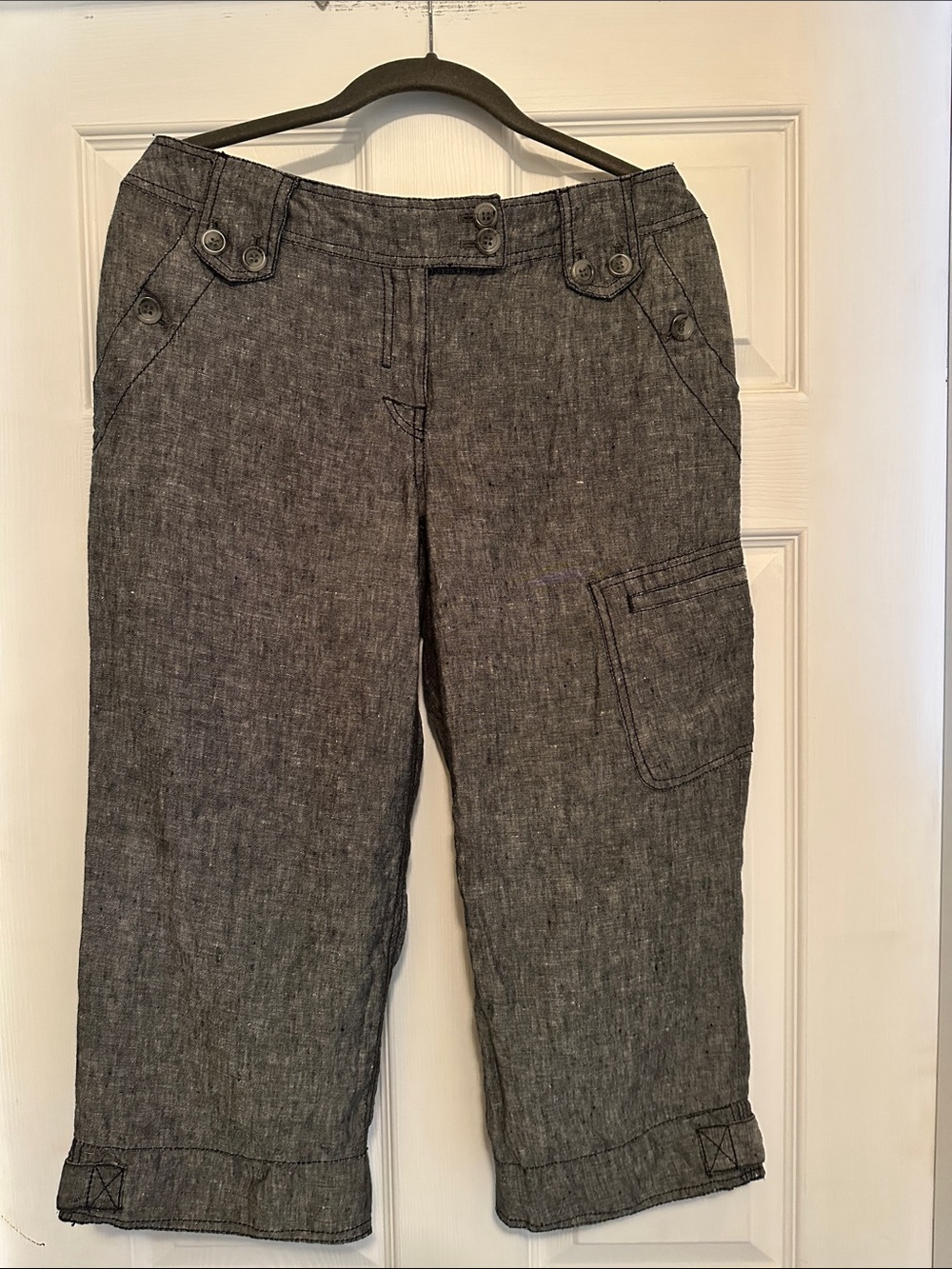 Dalia Collection Charcoal Cropped Linen Pants